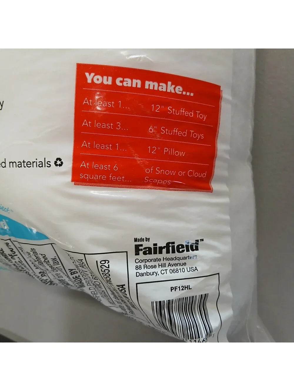 Fairfield Original Poly-Fil Premium Polyester Fiber Fill Stuffing 12 oz Bag NEW